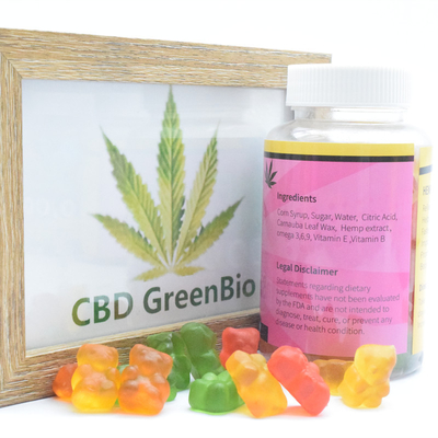 Выдержка CBD пеньки спит камедеобразный отпуск 220g стресса боли в кольца персика бутылки CBD камедеобразные