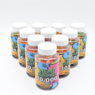 Качество еды 60 Gummies боли отпуска 25mg пеньки CBD GMP камедеобразное в бутылку