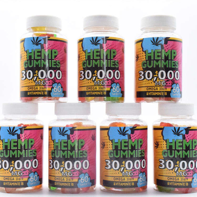 Качество еды 60 Gummies боли отпуска 25mg пеньки CBD GMP камедеобразное в бутылку