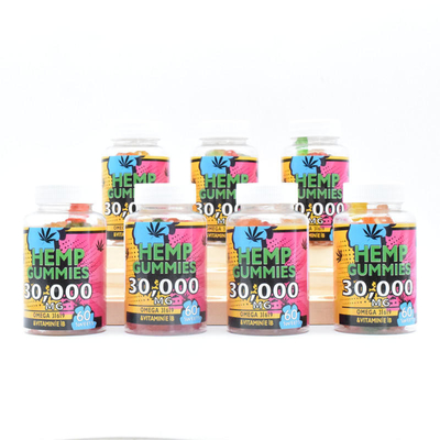 Качество еды 60 Gummies боли отпуска 25mg пеньки CBD GMP камедеобразное в бутылку